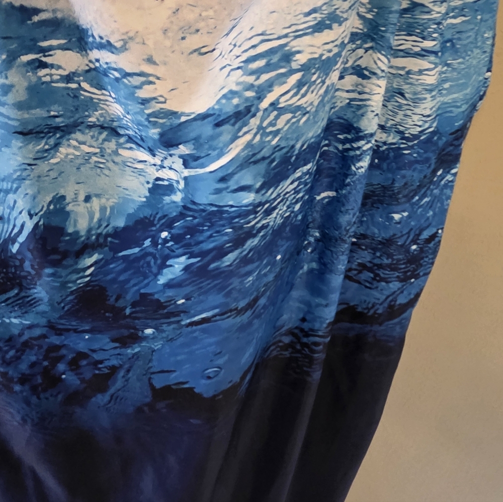 Blue and White 2XL One Piece Boy Cut Bathing Suit - Picture 5 of 5